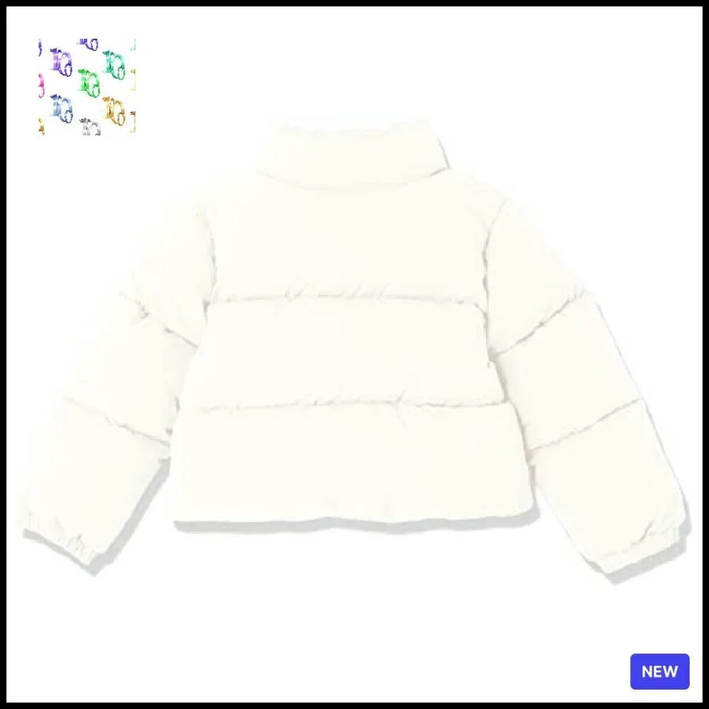 Girl's Cropped Puffer Jacket Quilted Matte Full Zip Winter Coat Chic